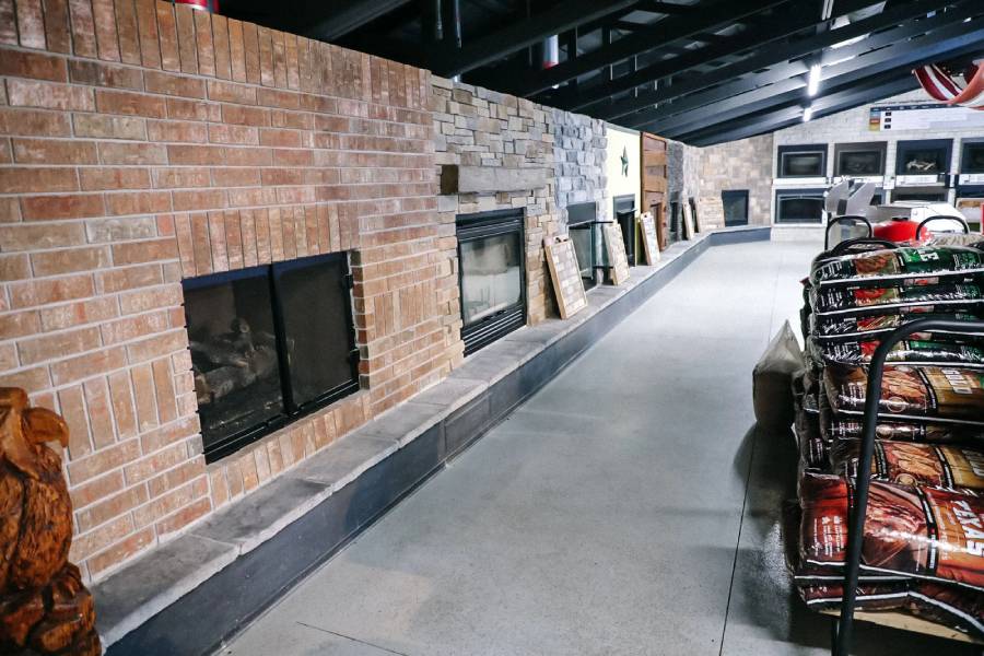Freestanding gas stove in living room