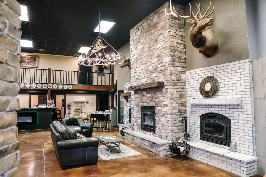 Modern fireplace in contemporary home
